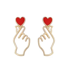 10 пара/лот модные ювелирные изделия Эмаль сердце серьги руки для женщин