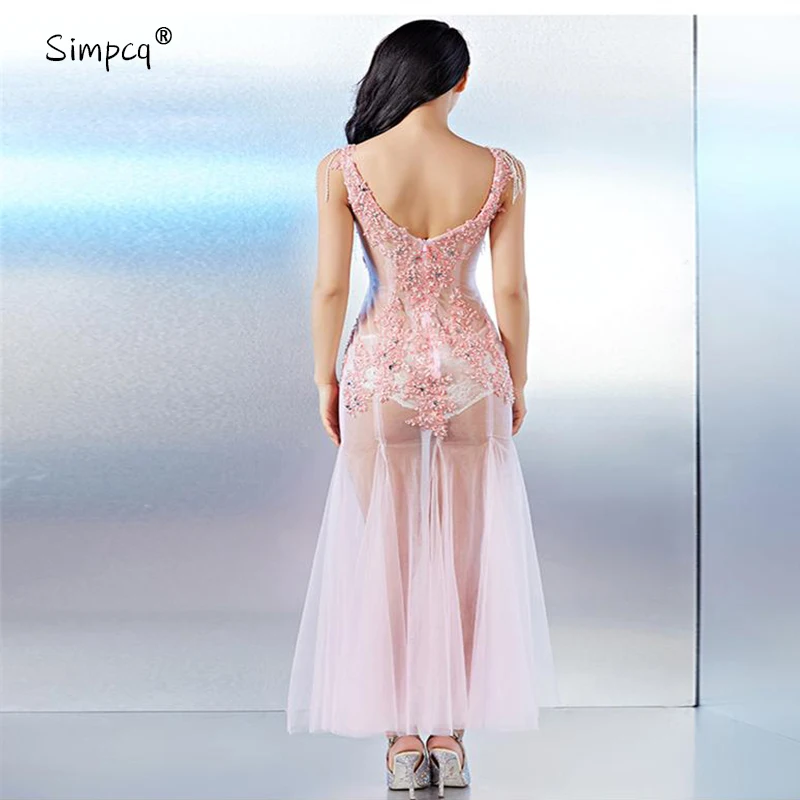 Vestidos De Fiesta, платье с v-образным вырезом, бриллиантами, длиной до щиколотки, без рукавов, в сеточку, Настоящее Специальное предложение, платье размера плюс, очаровательное женское платье с открытой спиной