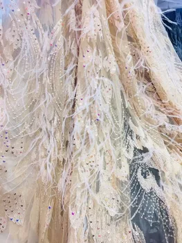 

French Lace Fabric 3D feather Lace, Nigerian Lace Fabrics For Wedding 2018, High Quality African Lace