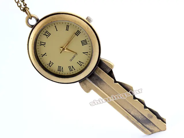 Fashion Jewelry Bronze Key Shape Quartz Pocket Watch Necklace Pendant Women Men Fashion Jewelry Bronze Key Shape Quartz Pocket Watch Necklace Pendant Women Men