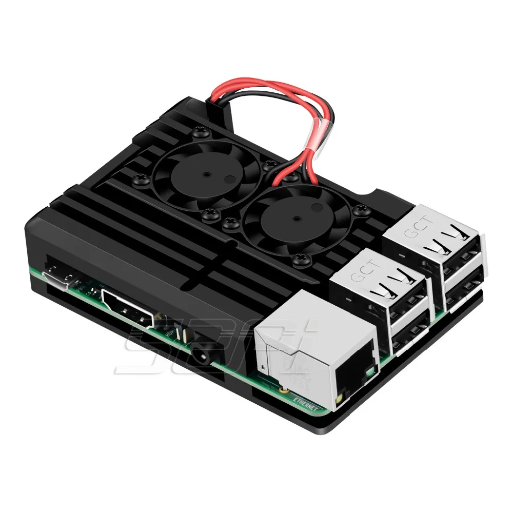 Чехол для Raspberry 52Pi алюминиевый сплав металлический корпус с двойным вентилятором