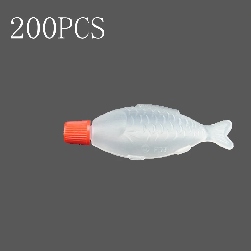 200Pcs Mini Small Fish Shape Bottle Soy Sauce Sushi Portable Plastic Container Multipurpose