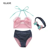 2017 Cute Striped Sailor Child Bikini swimsuit swimwear high waisted bathing suit for kids baby girls Biquini children swimwear
