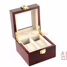 Высокое качество популярных 2 слот глянцевый деревянные часы Box браслет-цепочка браслет Box со стеклянной столешницей