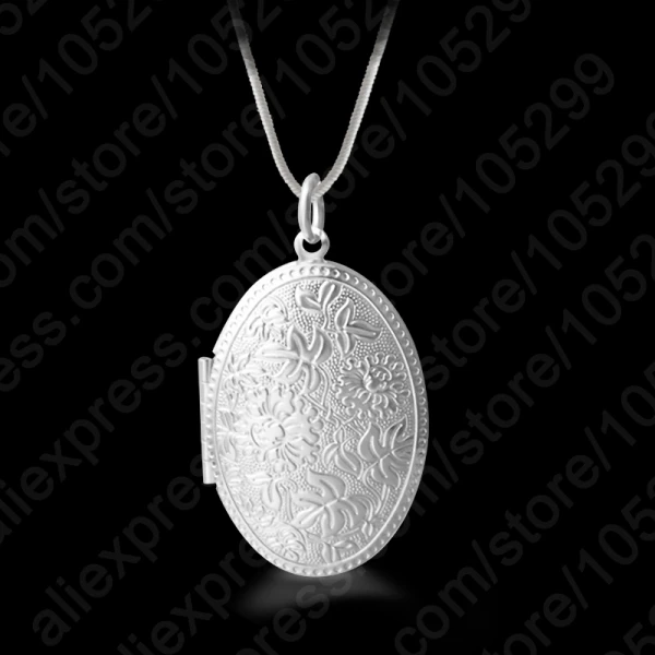 Silver Pendant Necklace Vintage Photo Locket for Women