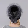 Nouveau chapeau de mode Design réel chapeau de fourrure de vison naturel avec capuchon de fourrure de renard argenté pour les femmes avec chaîne suspendue dans le dos et boules de fourrure ► Photo 3/6