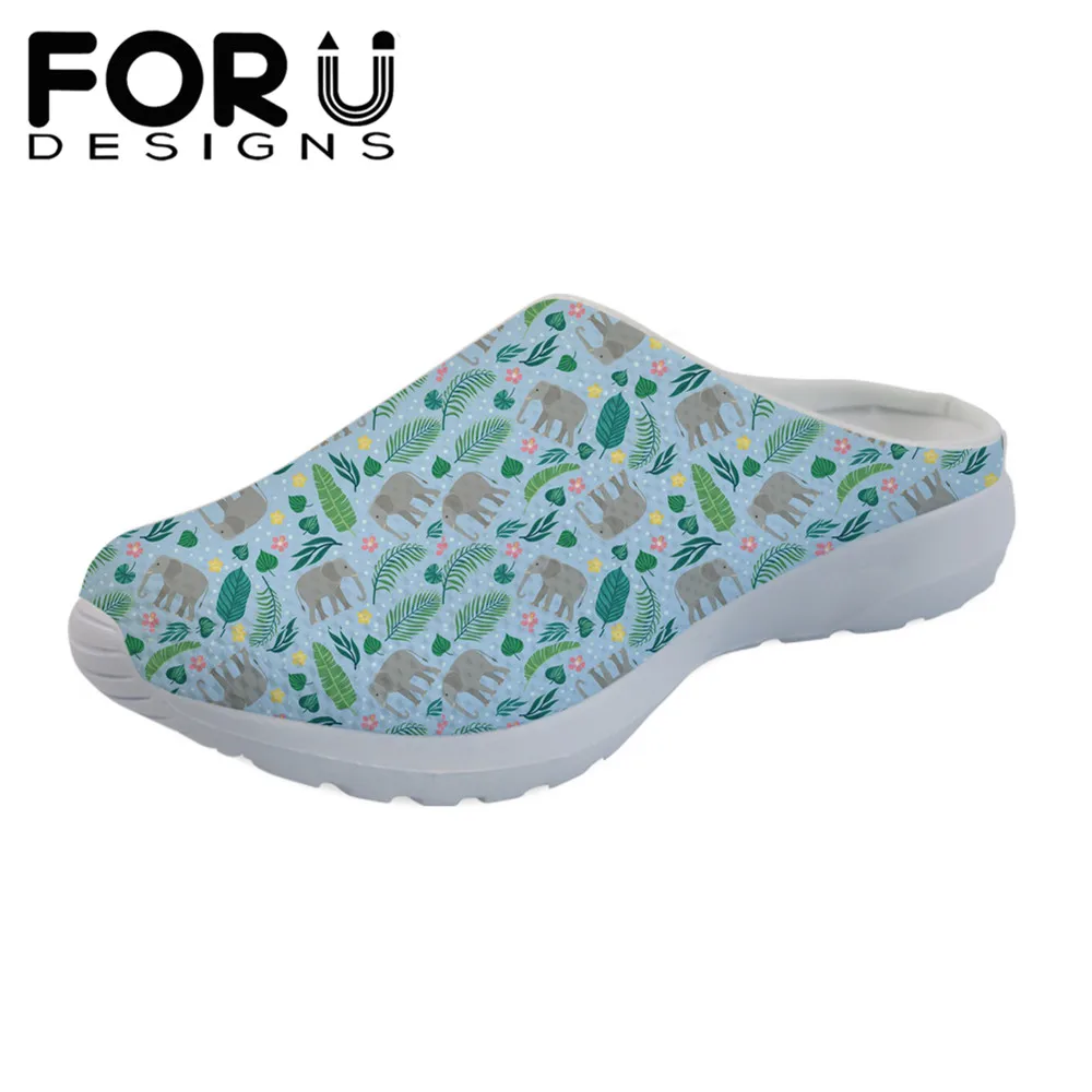 

FORUDESIGNS 3D Elephant Party Printed 2019 Summer Women Platform Flats Sandals Shoes Female Mesh Slippers Slip-on Zapatos Mujer
