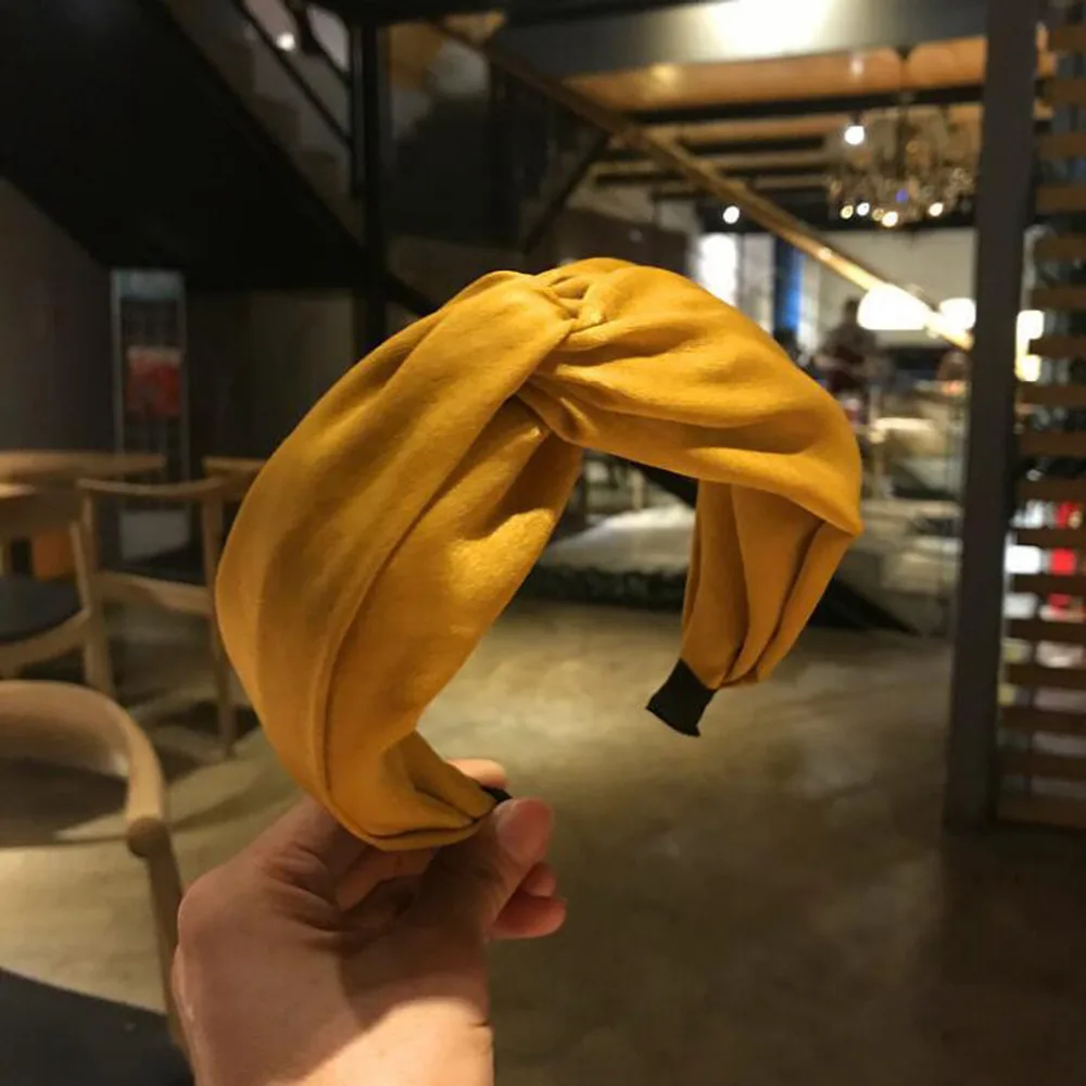 

Fashion Classic Hairband Soft Solid Knotted Hair Band Wide Side Hairband For Women Hair Accessories Turban OEM