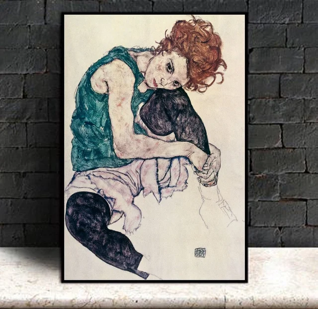 Egon Schiele Body Color Delineation Sketch Canvas Art