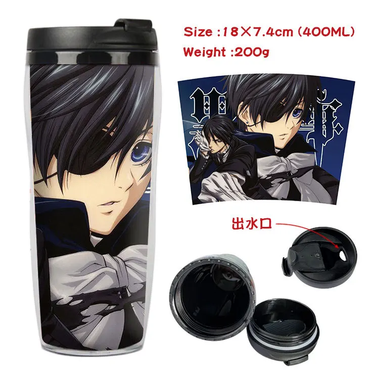 Аниме Черный дворецкий Ciel Phantomhive Sebastian 5 стилей двухслойная Вакуумная чашка для кофе 400 мл емкость портативный косплей реквизит подарок