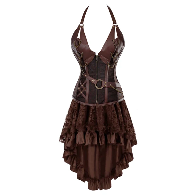 Corsetto In Pelle Steampunk Con Tutu Per Donna - Corpetto Reggiseno Modellante - Foto 8