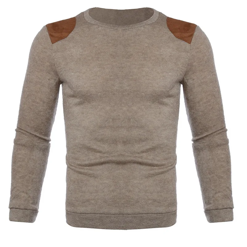 SHUJIN 2019 новый модный мужской повседневный Однотонный свитер в стиле пэчворк трикотажная одежда с вырезом лодочкой облегающие пуловеры с