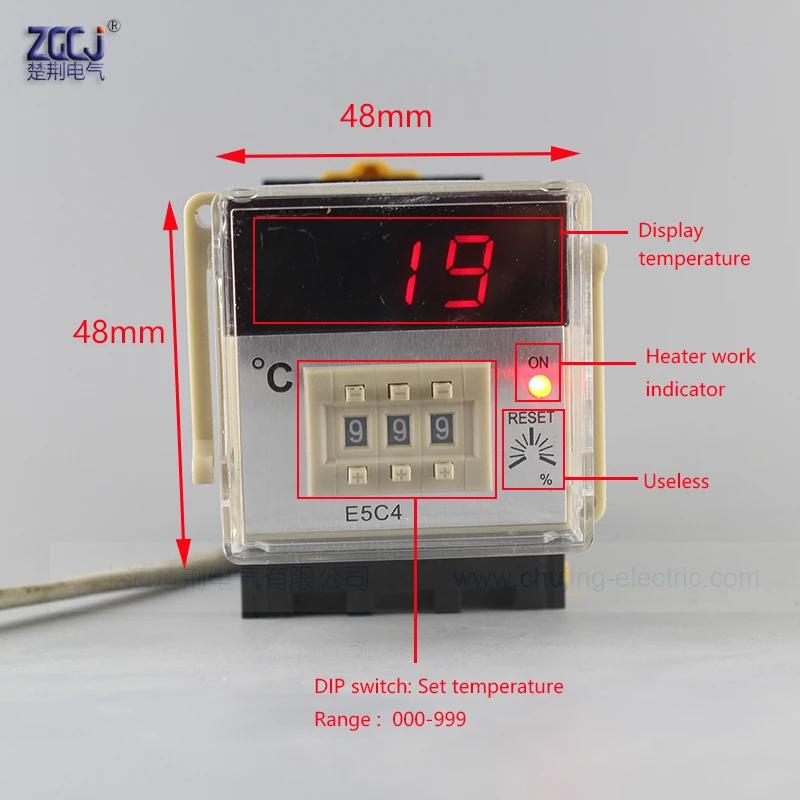 

Intelligent E5C4 Temperature Controller 12V/220V/24V K type input type thermostat DIN Rail Mounting Free Raley Socket
