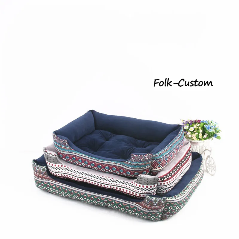 cheap Stripped Dog Bed Mats Winter Warming Cat #039;s House Easy Cleaned Pet Sofa Kennels Bedding Pads Nests Products for Dogs Plus Size