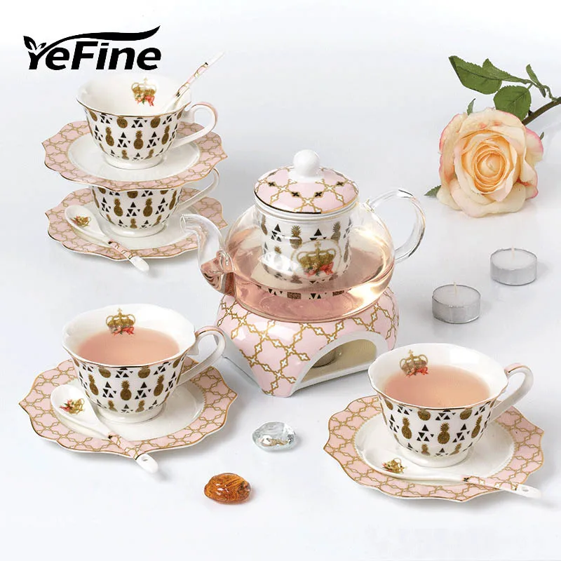  YeFine Ceramic Chinese Tea Set Kitchen Accessories British Afternoon Tea Sets Heatable Teapot Tea C - 32920759843