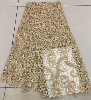 

French net African lace Fabric High Quality Lace Voile Guipure Sequins tulle mesh Fabric embroidery fabric