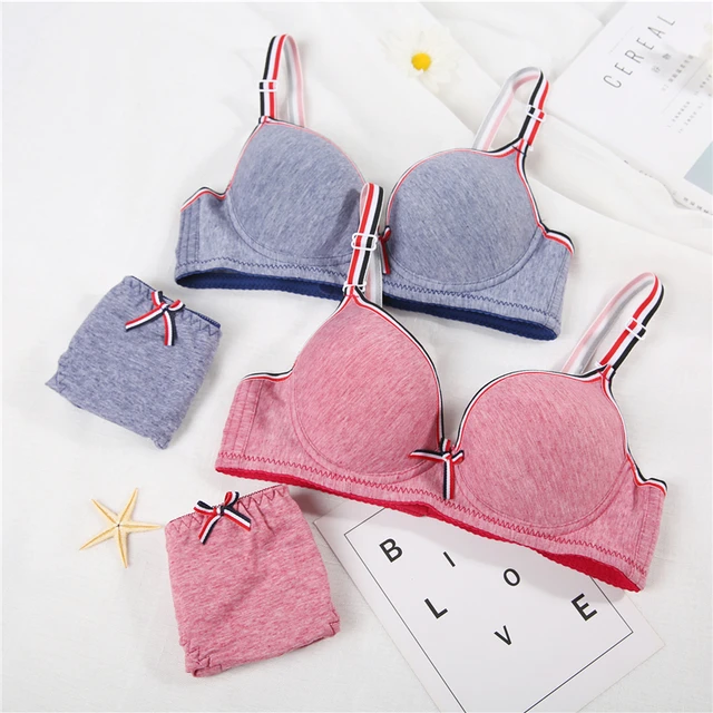 Buy Solid Cute Bow Bras Cotton Student Girls Push Up Bras 32b 34 B 36 B  Wirefree Bras for Small Chest 3/4cup Underwire Gray Color Underwire bra3  Cup Size A Bands Size