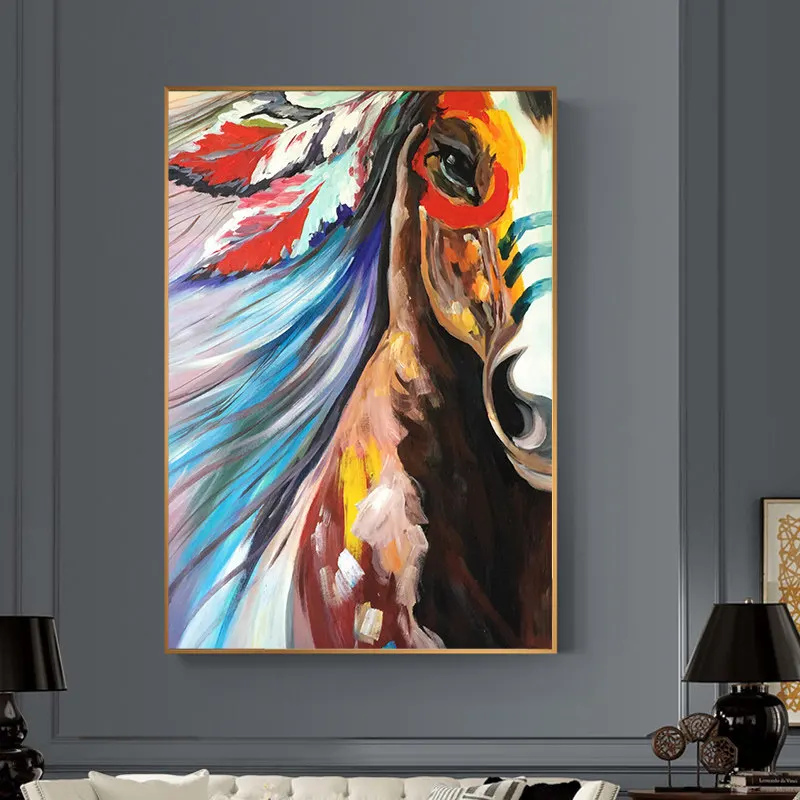 100 Hand Painted Abstract Horse Head Art Painting On Canvas Wall Art