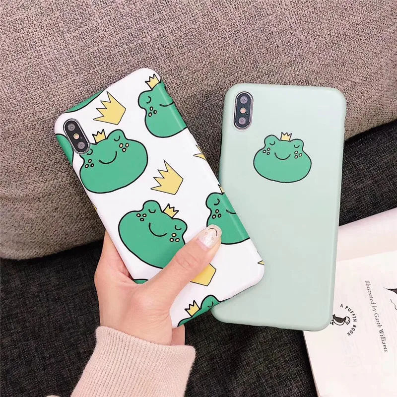 

Cute Cartoon Frog Duck Phone Case For iPhone X XS XR XS Max 7 7plus 8 8plus 6/6S Plus Soft Tpu Couple Case fundas