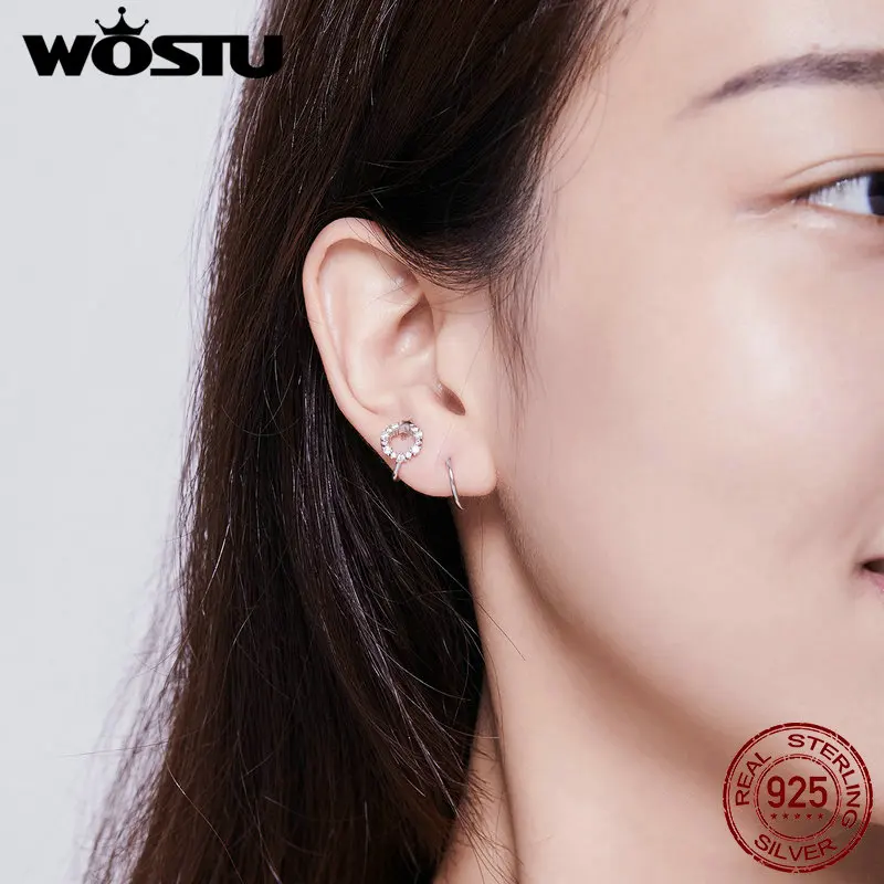 WOSTU 2020 женские серьги из 100% настоящего серебра с фианитами для женщин модные