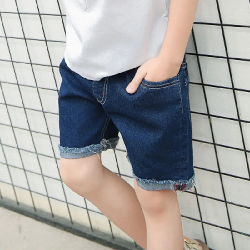 Детские джинсы и шорты для маленьких мальчиков, летняя одежда, стильные и простые однотонные детские джинсы на молнии