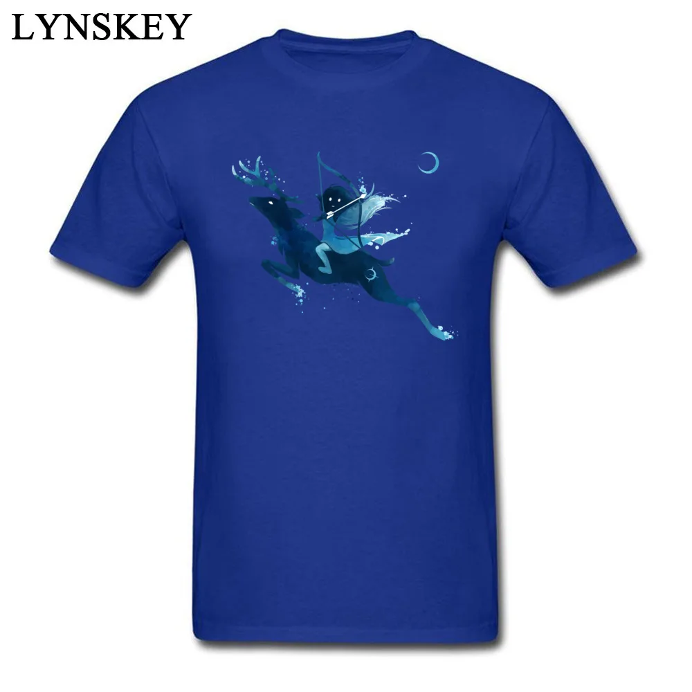 Funny Printing Autumn Elf Archer Short Sleeve T-Shirt 100% Cotton Round Collar Male Tops T Shirt Slim Fit Tee-Shirts blue