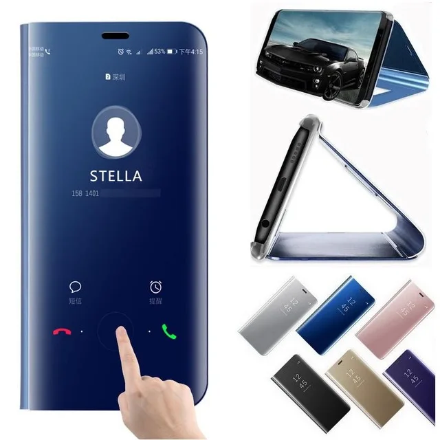 

Plating Luxury Mirror Flip Case For Huawei P10 P8 Lite 2017 Full Cover For Huawei Honor 10 8 9 Lite Kickstand Shockproof Cases