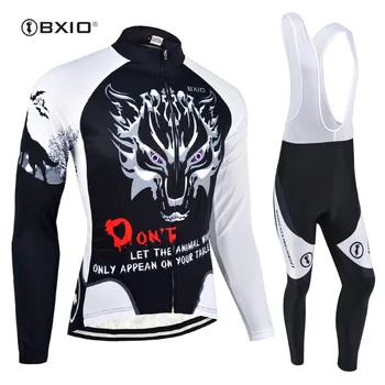 

BXIO Cycling Jersey Winter Long Sleeve Cycling Sets Kit Wolf Printed Autumn Sport Clothing Roupas De Ciclismo Mallot Hombre 068