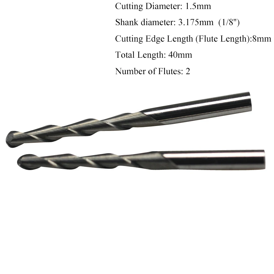 10pcs Cardibe Double flute End Milling Cutter CNC Router Bits 3.175mm x1x5mm
