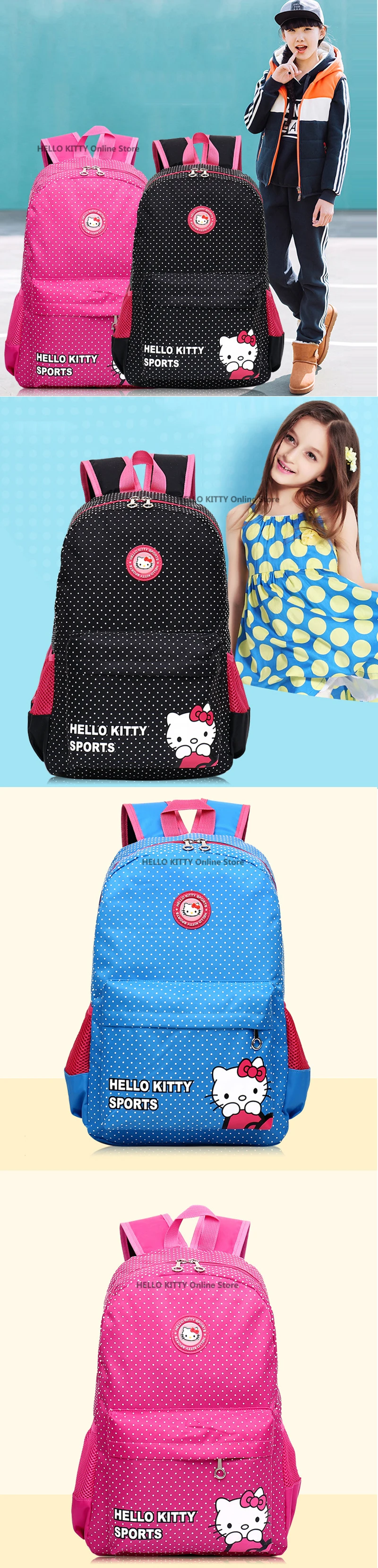 Сумка hello kitty, милый детский мультипликационный модный детский мультифункциональный рюкзак KT розового цвета, Водонепроницаемый Школьный рюкзак для девочек, плюшевый рюкзак на плечо