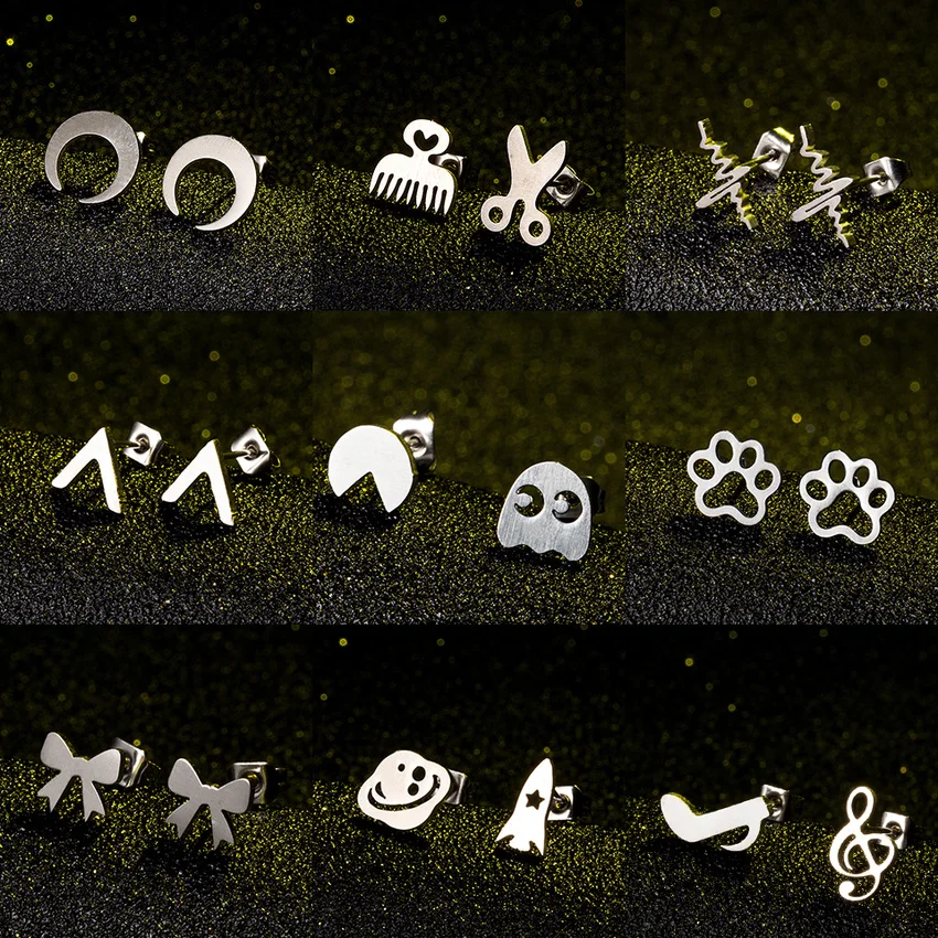 Различные серебряные серьги-гвоздики из нержавеющей стали для женщин и девушек модные минималистичные серьги изысканные ювелирные изделия подарки