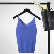 

2017 summer new fashion slim pullovers v-neck strapless sleeveless knitted harness vest women t-shirt sweater Q06888A