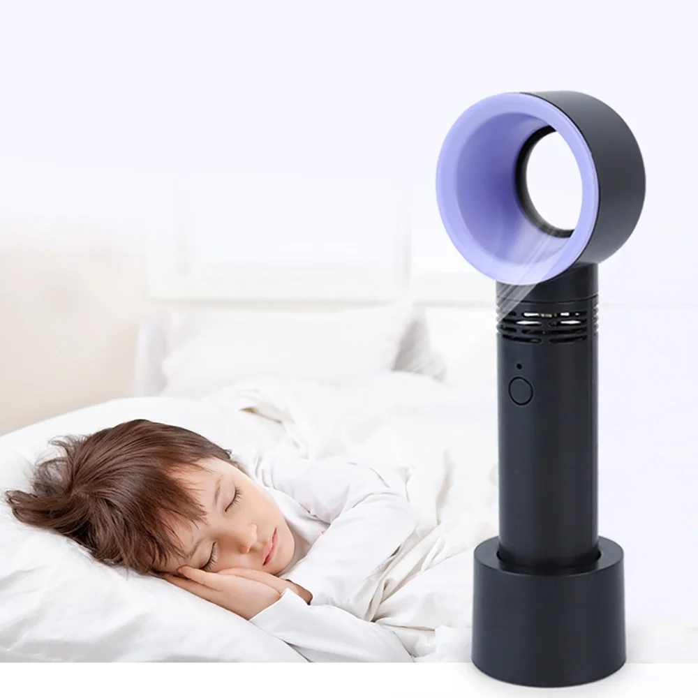 Mini Fan Ventilator Handheld Bladeless Fan No Leaf Handy Fan-Black Air Cooler USB Rechargeable Portable Cooler Fan For Outdoor