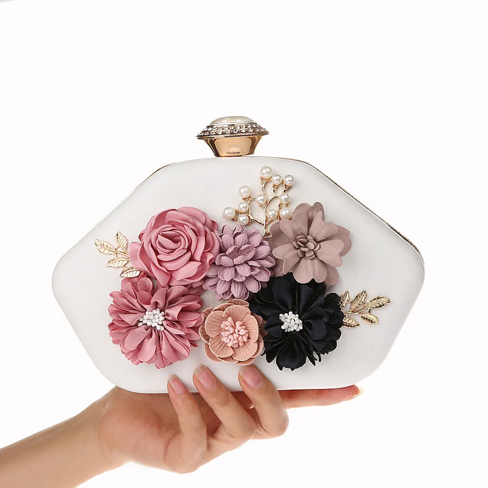 

New Women Clutch Bag Exquisite Flower Female Clutches Lady Evening Bag For Wedding Banquet Party Purse Female Gold Handbag WY180