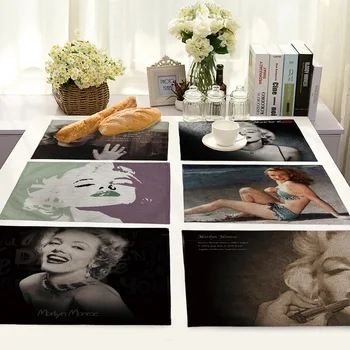 

Creative Monroe Print Mandala Life 4 pieces Set Kitchen Table Mats Cotton Linen Table Napkin Pattern Decorative Placemats