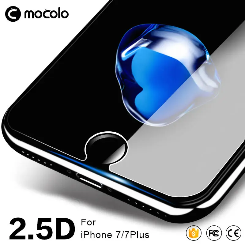Mocolo Закаленное стекло пленка для iphone 7 2.5D изогнутая 0 33 мм 9H Защита экрана 6 6S Plus XS Max
