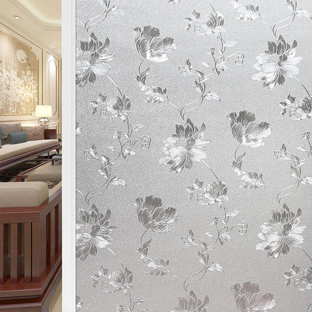 

45*100cm Frosted Glass Sticker Self Adhesive Static Cling Decorative Window Film Cover Home Bathroom No-Glue Opaque Privacy Film
