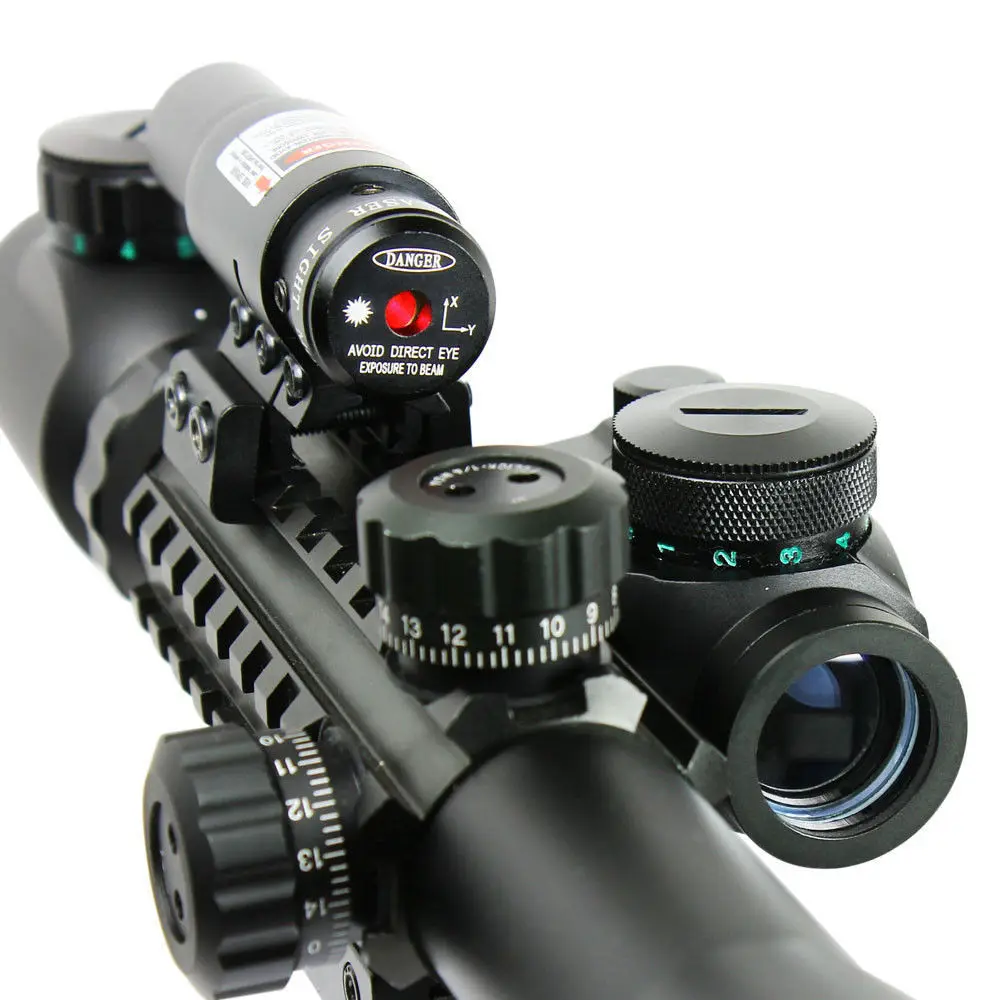 

Huntiing 3-9X40EG Illuminated Red/Green Laser Riflescope with Holographic Dot Sight Combo Airsoft Gun Weapon Sight