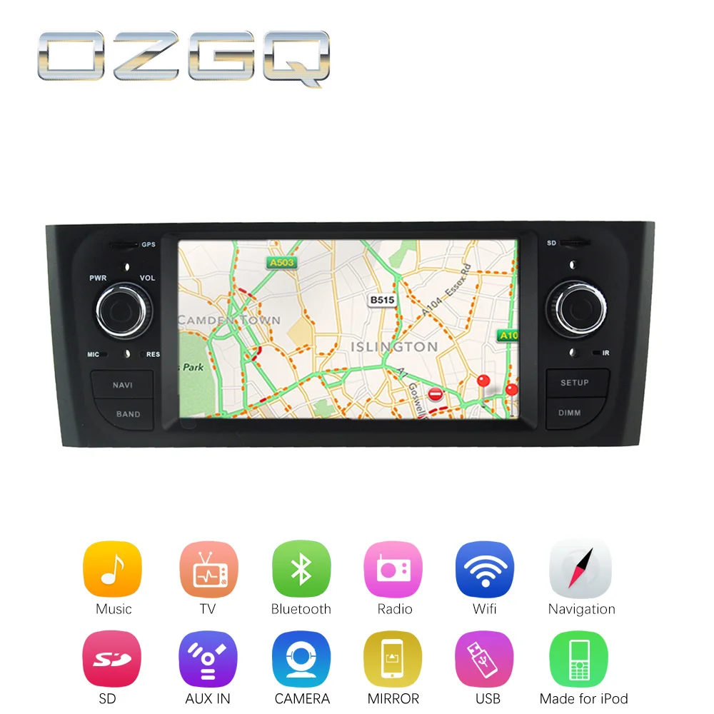 Discount OZGQ Android 7.1 Car DVD Player For Fiat Linea 2007-2018 Screen Auto GPS Navigation Bluetooth Radio TV Audio Video Music Stereo 2