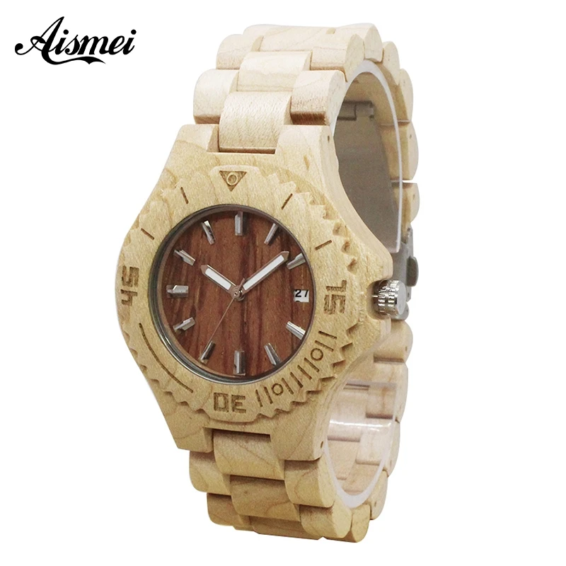 

2018 Women Wood Watch Top Luxury Brand Female Wooden Watches Ladies calendar Quartz Watches Women's Wristwatch Relogio Feminino