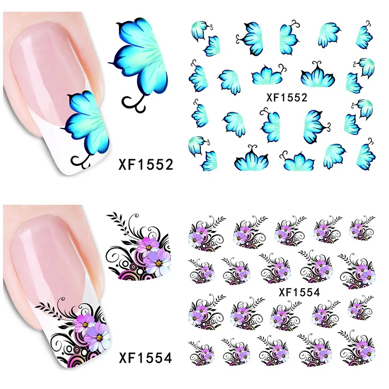 1 лист 1 шт цветок ногтей воды стикер лист кружева дизайн ногтей наклейка красота украшения