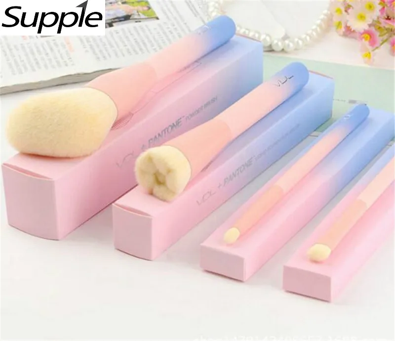 

2017 Gradient Color VDL Pink Powder Makeup Brushes Pantone 4pcs Set Make Up Brush with Original Box
