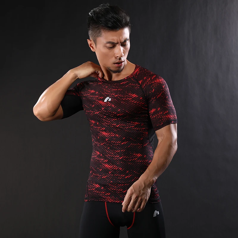 

NANSHA 2017 Summer Men Workout Gymming Breathable Quick drying Top Tee Sporting Runs Compress Fitness T-shirts Clothing T Shirts