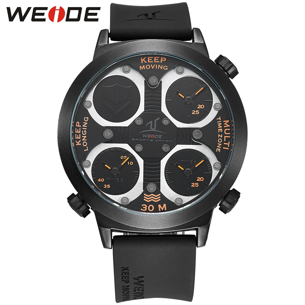 

WEIDE Brand Quartz Sports Watches Men Military Army Black Waterproof Male ClockMultiple Time Zone watch With Gift Box / UV1503
