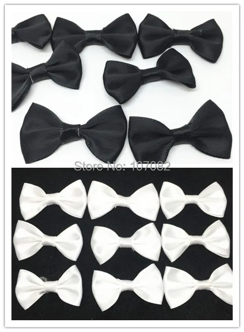

200pcs Black/White Satin Ribbon Bows Ties Embellishments Scrapbooking DIY Crafts Jewelry Making Wedding Cardmaking Bow