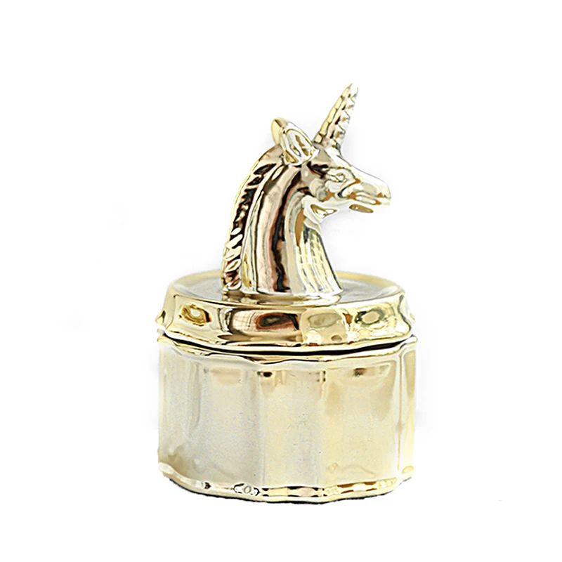 

Golden Unicorn Little Bee Jewelry Box Ceramic Ring Earrings Bracelets Necklaces Organizer Creative Storage Box