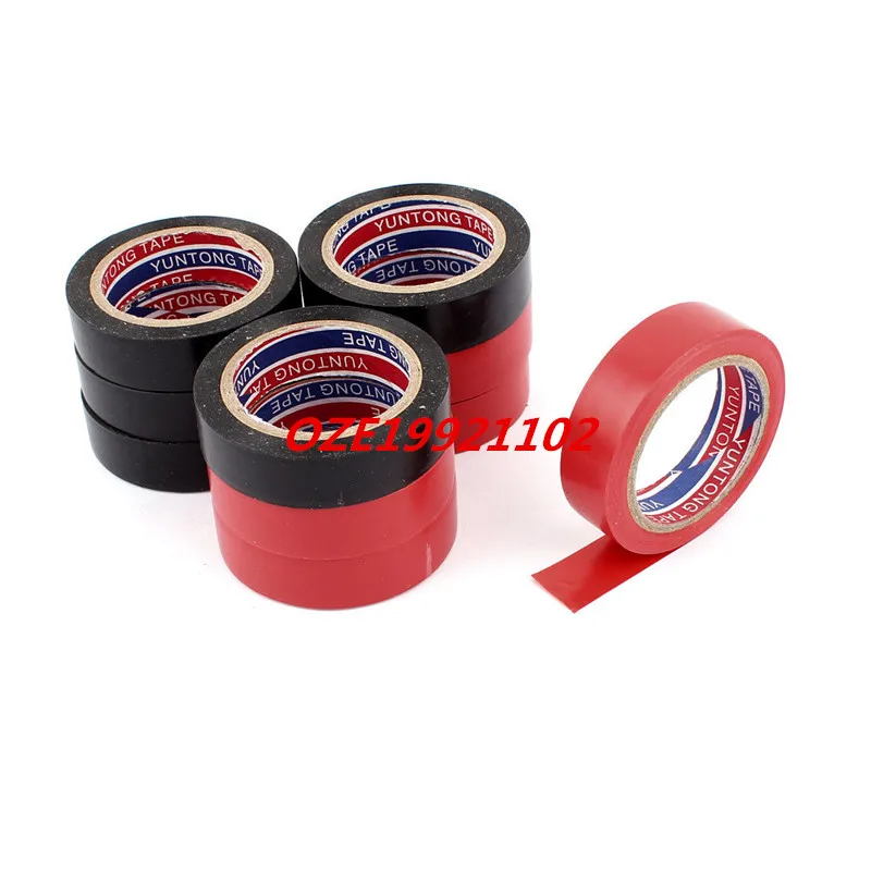 15 мм x 9 м электрическая изоляция ПВХ самоклеящиеся ленты - Цвет: 5PCS RED 5PCS BLACK