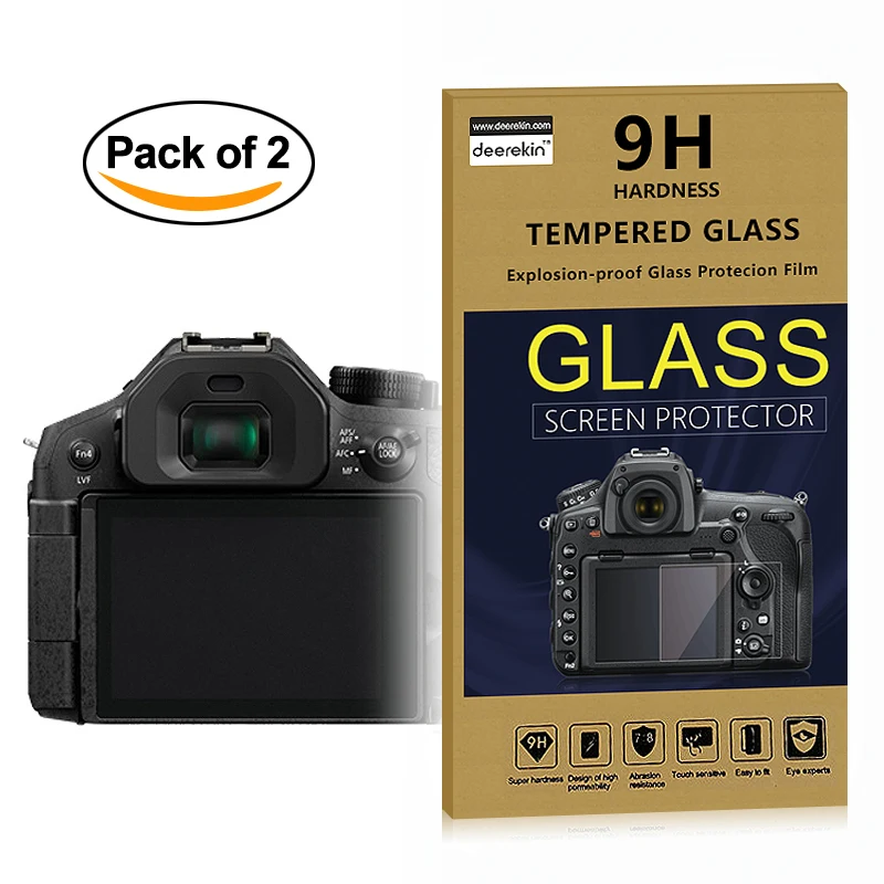 2x Self-Adhesive 0.25mm Glass LCD Screen Protector for Panasonic Lumix DMC-FZ300 DMC-FZ330 / DMC FZ300 FZ330 Digital Camera