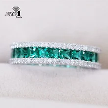 Ювелирные изделия yayi Мода Принцесса огранка огромный 4,2 карат зеленый циркон серебряный цвет обручальные кольца Свадебные Кольца вечерние кольца