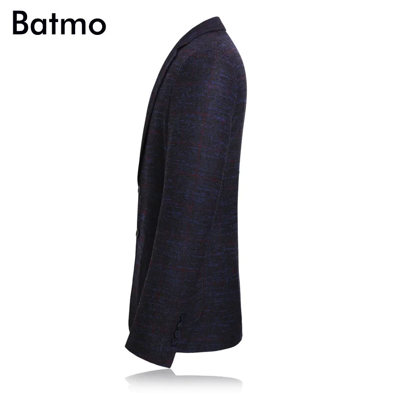 Batmo Новое поступление высококачественный клетчатый Повседневный синий блейзер для мужчин, мужские повседневные куртки, мужские костюмы больших размеров 1831